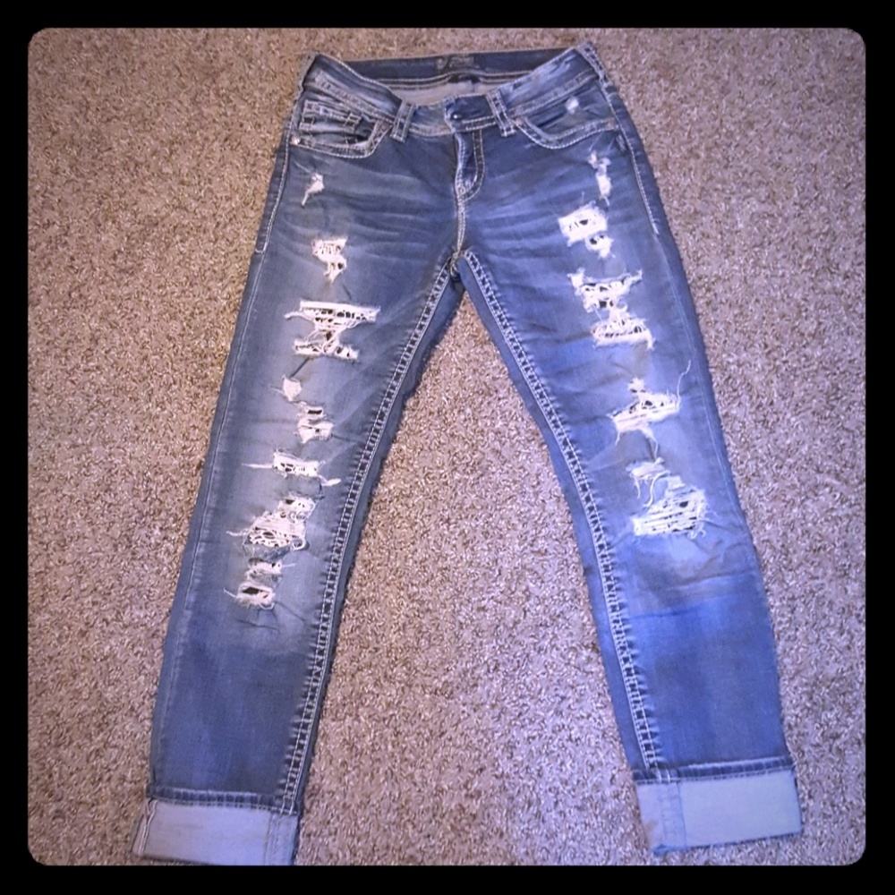 Silver SUKI Buckle skinny ankle jeans 28/31